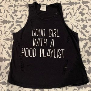 Good Girl Hood Playlist Tank with Peekaboo Holes